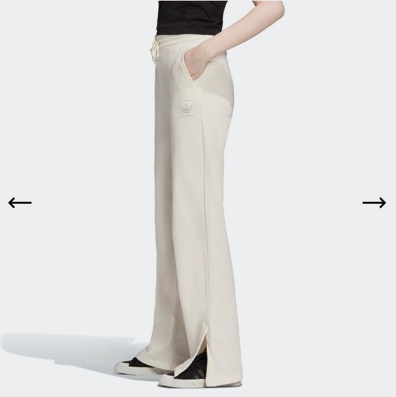 NWT 《 Adidas 》chalk white bling sweatpants y2k flare rhinestone slit hem XL - Picture 7 of 13